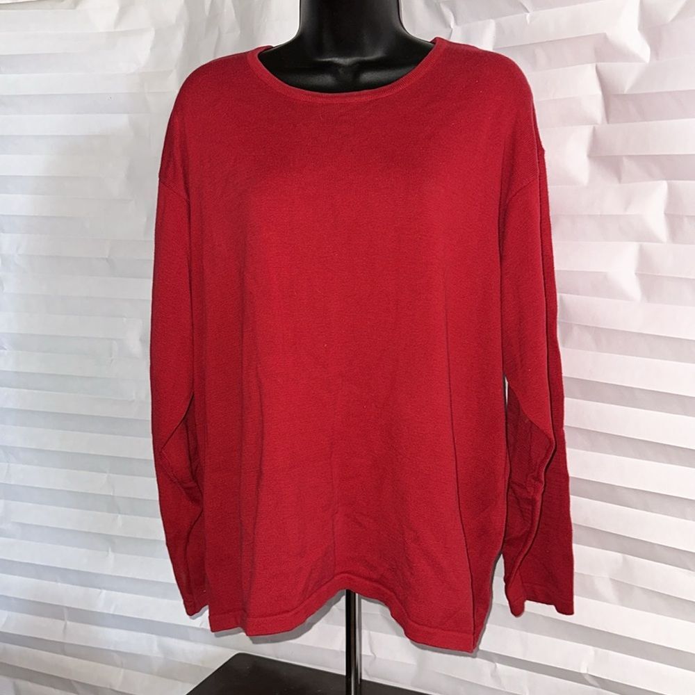 Milano Women's Red Crew Neck Long Sleeve Sweater Size 22/24 Plus Size Pullover